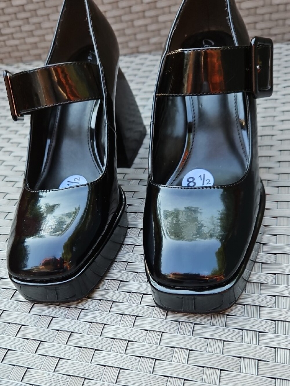 Circus NY Sam Edelman Khiara Platform Black Patent Mary Jane Block Heels Pump - Picture 5 of 17